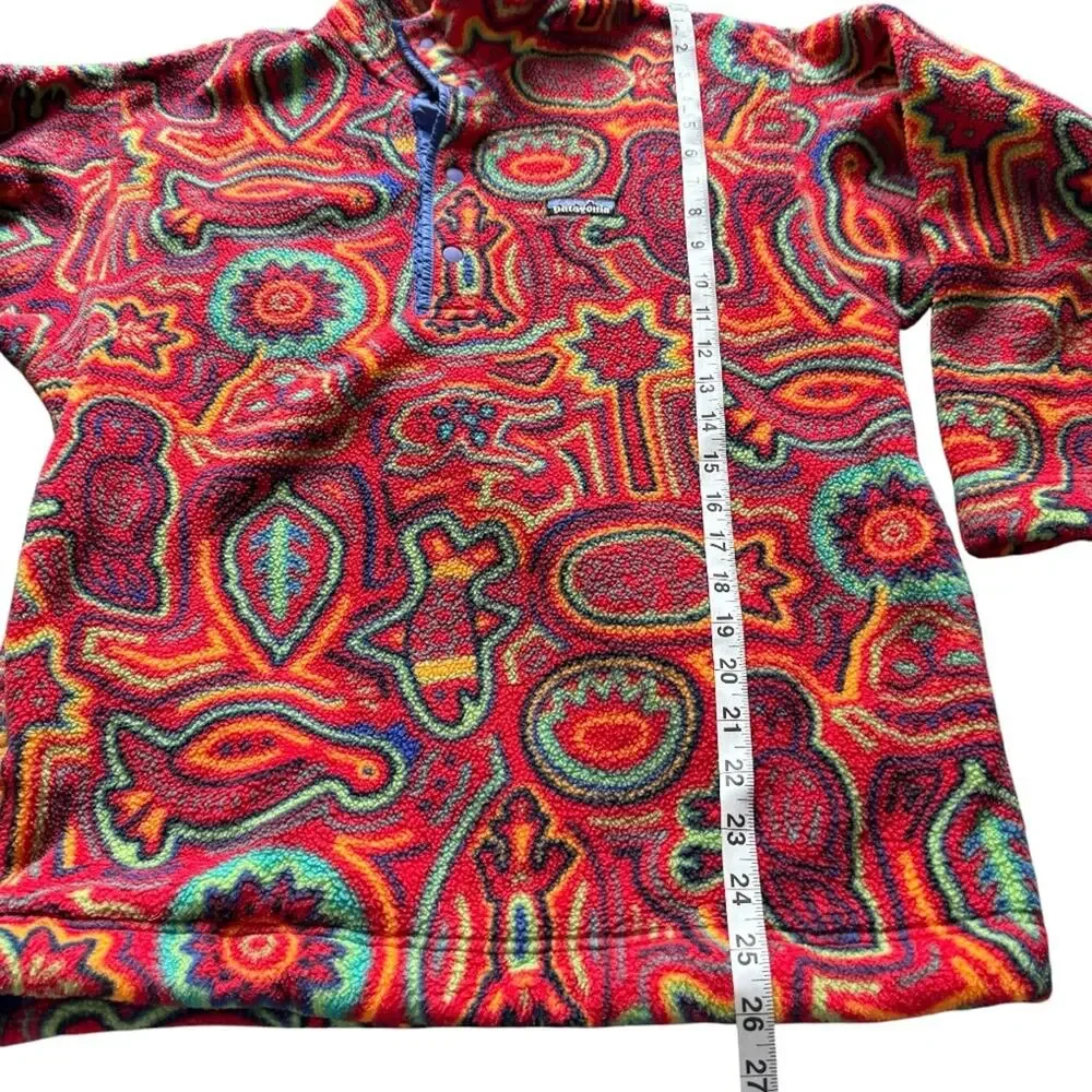 Vtg Patagonia Kid’s 90’s  Snap T Synchilla Fleece Pullover Red Mola Size 12 Rare